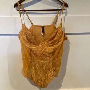 New, never worn gold bodysuit lingerie